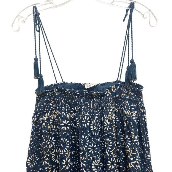 **SOLD* Ulla Johnson Eugenia Midi Dress Floral Vine Print Pockets Tassel Blue XS - Picture 3 of 9